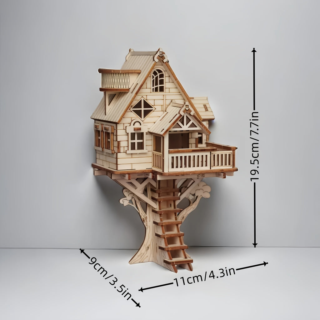 Kit de construction de cabane dans les arbres en bois 3D, modèle de construction de maison créative, blocs d'assemblage en bois, jaune, cadeau de Noël Halloween, catégorie Jouets et jeux