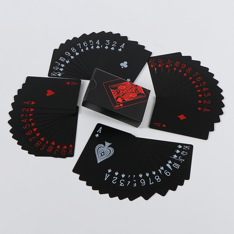 1 jeu de cartes magiques PVC imperméables rouges et noires - design vibrant, idéal pour les soirées jeux et le plaisir en famille