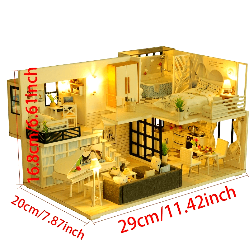 Kit de Construction Modèle Maison à Assembler DIY - Puzzle en Bois Tridimensionnel, Maison de Poupée Miniature Fait Main pour Adolescents, Décoration d'Intérieur Chambre, Cadeau d'Anniversaire, Noël, Halloween, Pâques et Saint-Valentin