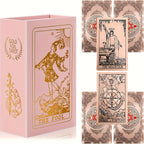 Cartes de Tarot Dorées Rose de Luxe, Jeu de 78 pièces avec Guide - Matériau PET Étanche et Résistant aux Rides, Taille Standard (4.72x2.76 pouces) - Parfait pour Débutants et Experts, Feuille Dorée, Jeu de Cartes de Tarot