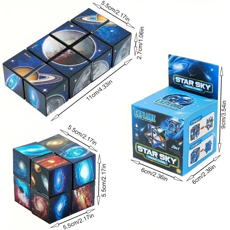 Cube Étoile Infini : Cadeau de Ramadan et Pâques, Jouet de Logique Spatiale 2-en-1 Fidget & Galaxie en 3D, Jeu d'Apprentissage STEM, Anti-Stress Fidget, Idée de Cadeau pour les Vacances, Casse-tête 3D & Fidget, Défi Cérébral, Cadeau pour Enfants & Adultes
