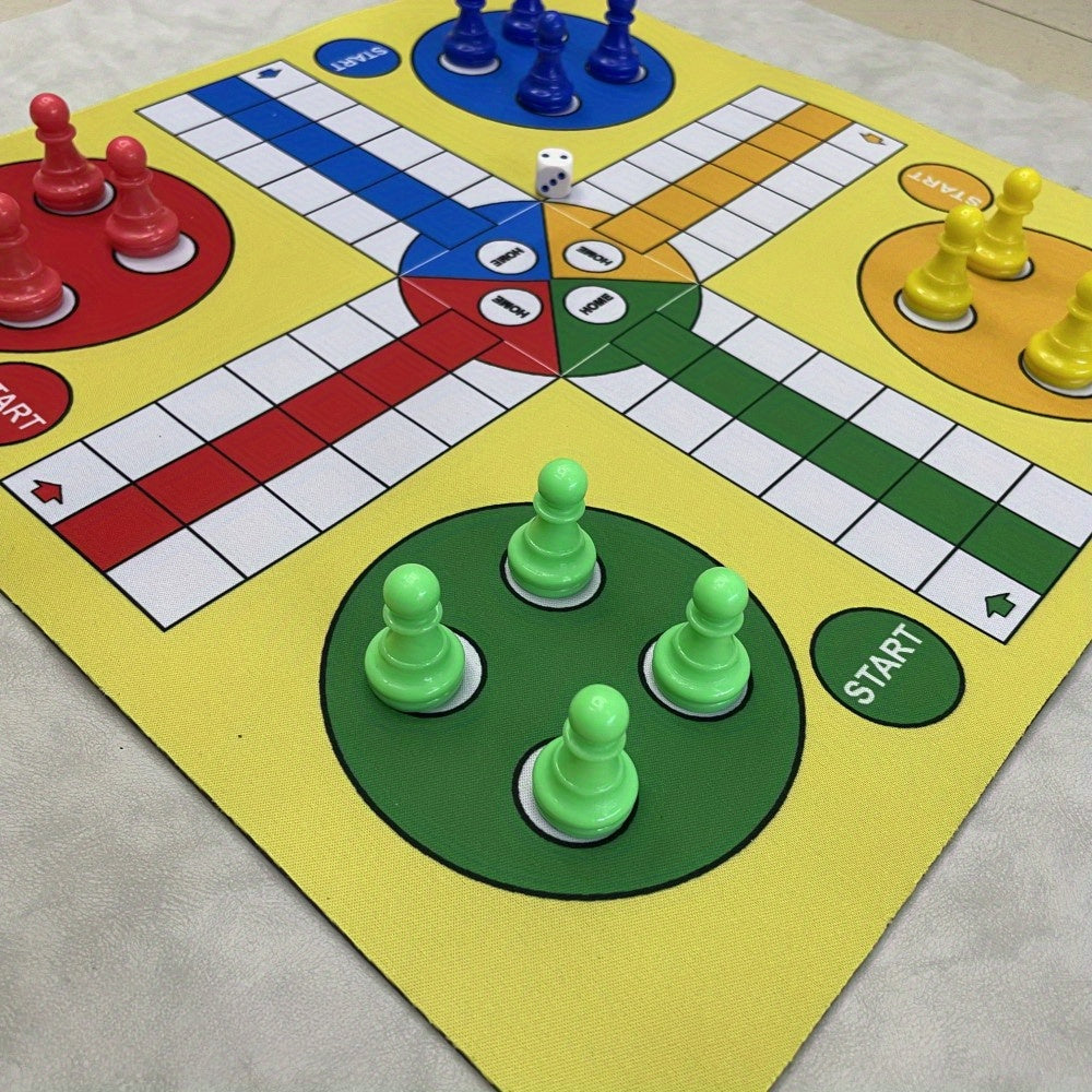 Tapis d'échecs volant : Jeu d'échecs Ludo de 13,78 pouces, plateau d'échecs en caoutchouc, convient aux 14 ans et plus