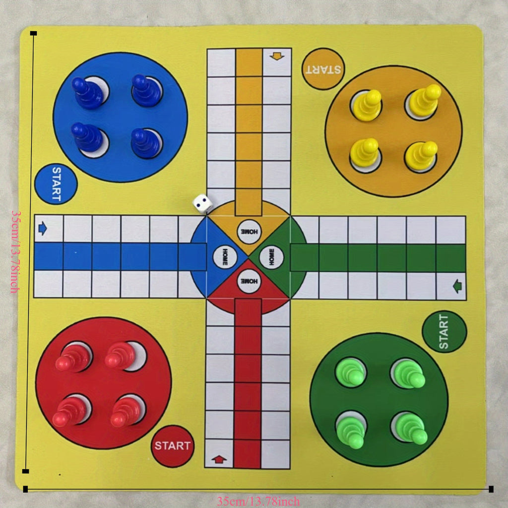 Tapis d'échecs volant : Jeu d'échecs Ludo de 13,78 pouces, plateau d'échecs en caoutchouc, convient aux 14 ans et plus