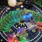 Jeu de cartes de tarot Shuttle Mirror avec guide - 78 cartes de taille standard de tarot - Cartes laser dorées, imperméables et résistantes à la flexion