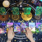 Jeu de cartes de tarot Shuttle Mirror avec guide - 78 cartes de taille standard de tarot - Cartes laser dorées, imperméables et résistantes à la flexion
