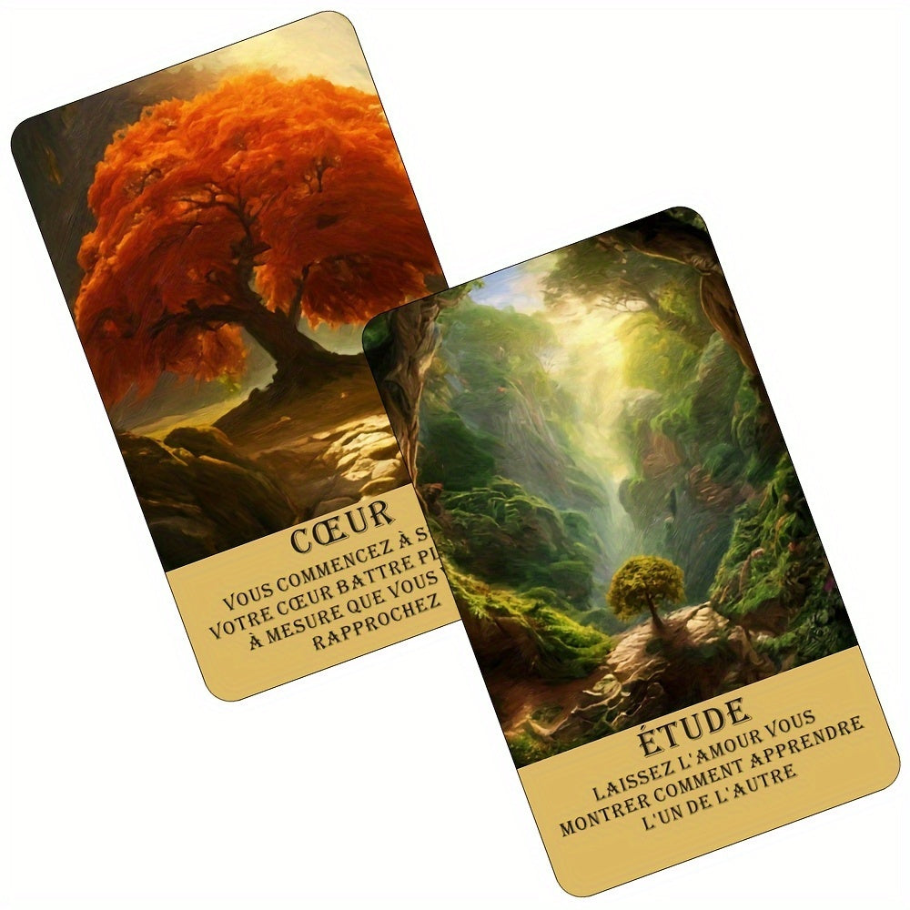 Cartes de Tarot Français pour Débutants, Cartes Oracle de la Forêt Mystérieuse, Jeu d'Oracle de Télépathie, Taro des Arbres, Beau Jeu Français, 12x7cm\u002F4.72x2.75 pouces, 56-Cartes