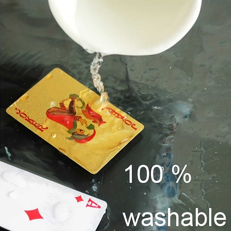 Cartes de poker en plastique imperméable avec feuille d'or noir, idéales pour les jeux de table et les collectionneurs