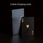 1 jeu de Cartes à Jouer en Feuille d'Or Noir Étanche - Ensemble de Jeux de Cartes de Table en Plastique Résistant