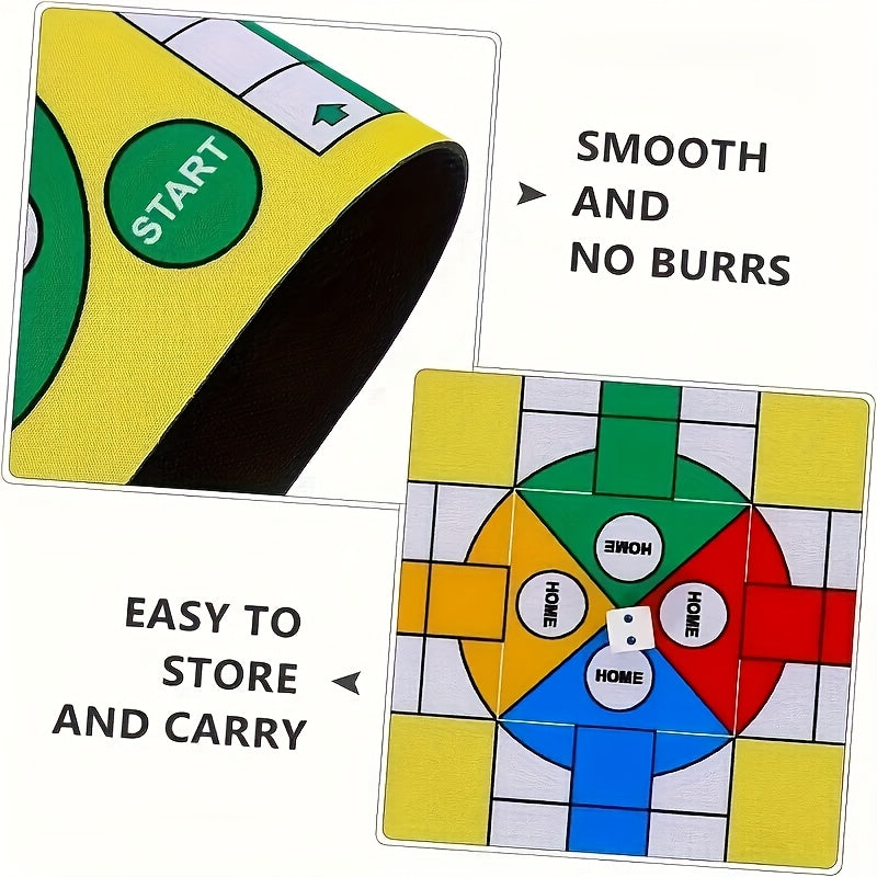 Version simplifiée du jeu d'échecs volant pour quatre joueurs avec 16 pièces + tapis de jeu + dés, un design polyvalent et léger pour le divertissement à tout moment et n'importe où