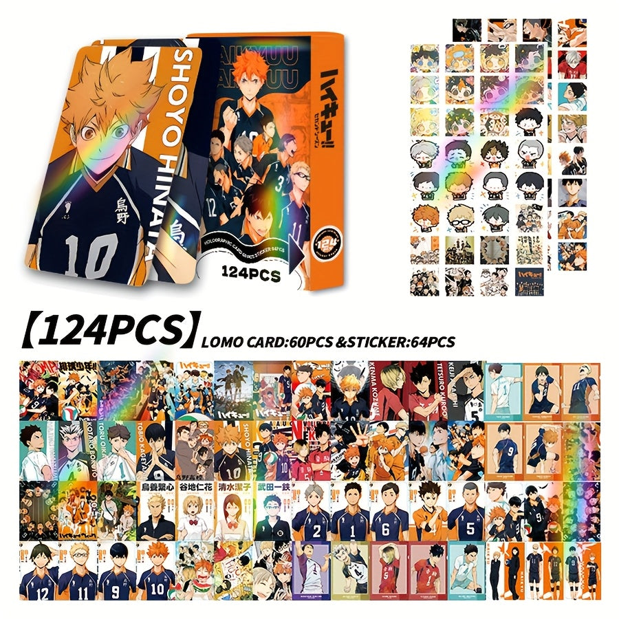 124 pièces de Cartes Anime Lomo, cartes de jeu à double face, collection de cartes de thème fantasy, design de dessin animé, cartes de personnages d'animation fluide, cadeau parfait pour les amateurs de jeux et d'anime