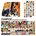 124 pièces de Cartes Anime Lomo, cartes de jeu à double face, collection de cartes de thème fantasy, design de dessin animé, cartes de personnages d'animation fluide, cadeau parfait pour les amateurs de jeux et d'anime