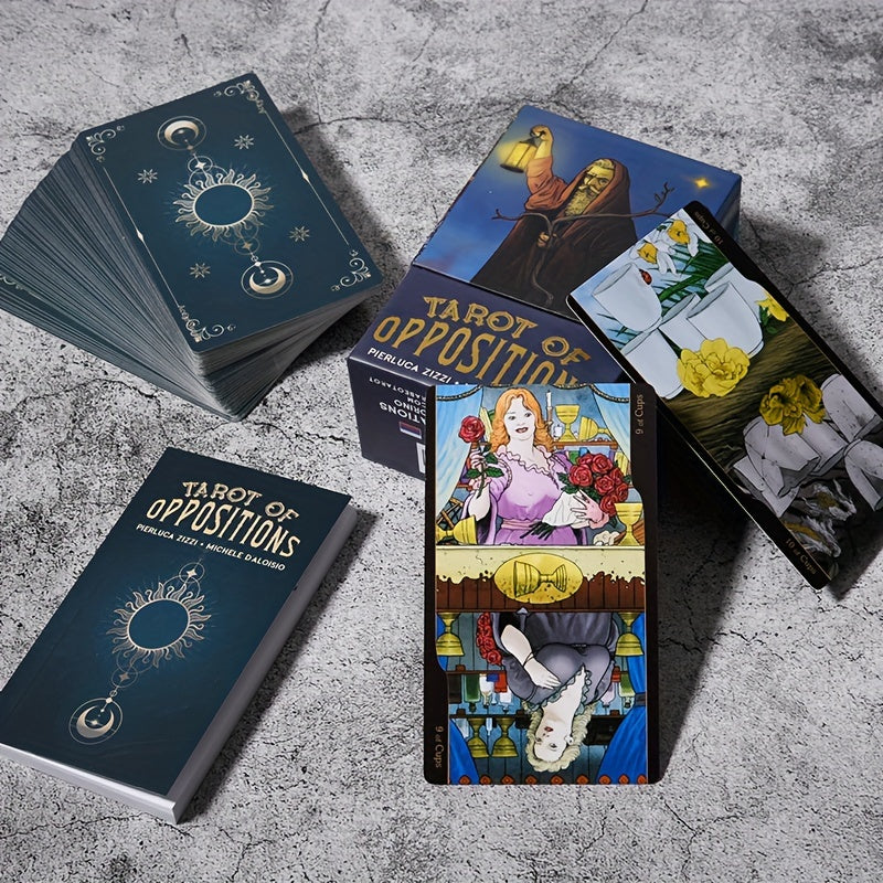 Tarot des Oppositions, jeu de cartes de fortune de taille standard à 78 cartes, jeu de société de divination pour Halloween, Thanksgiving, cadeau de Noël