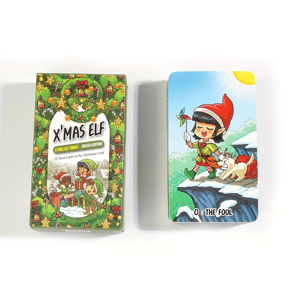 Tarot des Elfe de Noël Édition Verte - Taille Standard, Jeu de Cartes Stratégique pour le Plaisir de Noël, Herbe, Idéal pour Noël