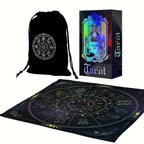 Jeu de Tarot, Ensemble de 78 Cartes Classiques avec Guide, Tapis de Constellation pour Autel et Pendule, Sac de Rangement Portable pour Cartes, Jouet de Divination Holographique pour Débutants et Lecteurs Experts (3pcs)