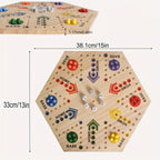 Jeu d'Échecs en Bois 1 pièce, Peint à Double Face pour 2-6 Joueurs avec Échecs Volants et 24 Billes de 6 Couleurs + 6 Dés, Adapté aux Fêtes, Adultes, Famille & Amis