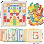 Un ensemble de puzzle mosaïque en bois 3D avec 20 cartes pour l'entraînement et l'association de blocs. Capacité de reconnaissance des couleurs adaptée aux garçons et aux filles. Cadeaux pour Noël, Nouvel An et la rentrée scolaire