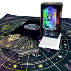 Jeu de Tarot, Ensemble de 78 Cartes Classiques avec Guide, Tapis de Constellation pour Autel et Pendule, Sac de Rangement Portable pour Cartes, Jouet de Divination Holographique pour Débutants et Lecteurs Experts (3pcs)