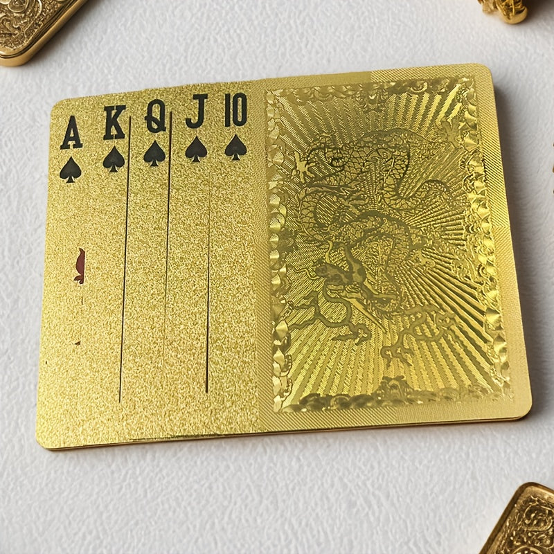 1 Jeu de cartes à jouer en PVC Golden Dragon, jeu de poker durci durable, jeu universel pour la Saint-Valentin, Thanksgiving, Noël, Halloween, fêtes du Nouvel An