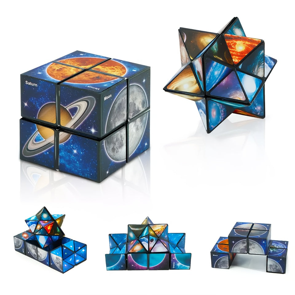 Cube Étoile Infini : Cadeau de Ramadan et Pâques, Jouet de Logique Spatiale 2-en-1 Fidget & Galaxie en 3D, Jeu d'Apprentissage STEM, Anti-Stress Fidget, Idée de Cadeau pour les Vacances, Casse-tête 3D & Fidget, Défi Cérébral, Cadeau pour Enfants & Adultes