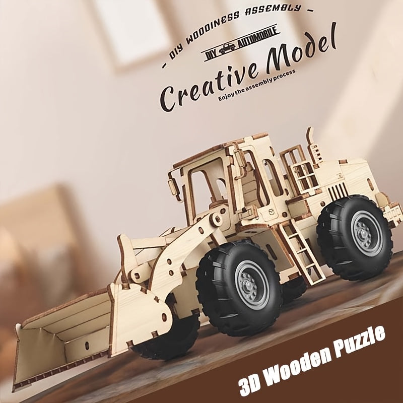 Puzzle 3D en Bois pour Adultes - Kit de Construction Bulldozer, Modèle à Assembler - Casse-Tête - Kit de Véhicule - Cadeau Original pour Anniversaire\u002FPâques\u002FNoël, Créez votre Collection