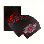 1 jeu de cartes magiques PVC imperméables rouges et noires - design vibrant, idéal pour les soirées jeux et le plaisir en famille