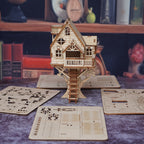 Kit de construction de cabane dans les arbres en bois 3D, modèle de construction de maison créative, blocs d'assemblage en bois, jaune, cadeau de Noël Halloween, catégorie Jouets et jeux