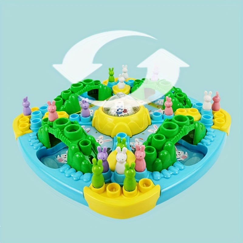 Jeu d'Échecs Volant Petit Lapin - Stratégie Familiale Interactif pour 4 Joueurs, Jouet Éducatif pour 3 ans et plus, Pièces de Lapins Colorées & Conception Amusante de Tunnels, Matériau ABS Durable, Cadeau Idéal pour Anniversaire et Noël