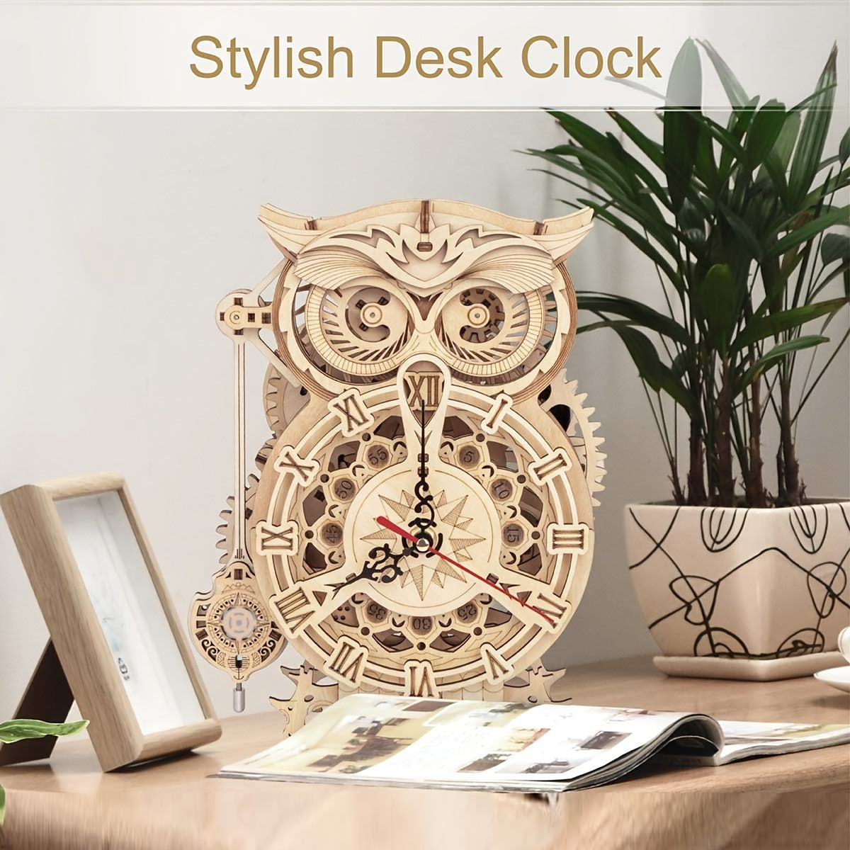 Puzzle en bois 3D - Kit de construction de modèle mécanique pour adultes - Puzzle horloge 161 pièces - Cadeau créatif pour la décoration de la maison - Parfait pour les puzzles à la maison, l'affichage au bureau et votre salon