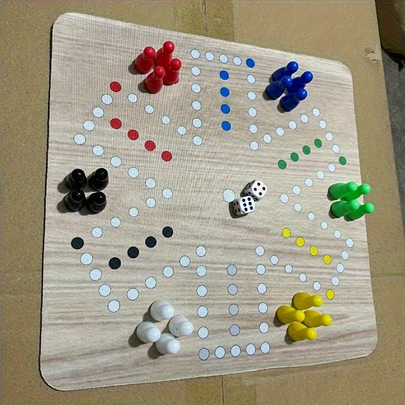 Jeu d'Échecs Volants pour 6 Joueurs - Grand Tapis de Souris de 9.45 pouces avec Plateau en Caoutchouc Coloré, 24 Pièces aux 6 Couleurs Vives, 2 Dés, Idéal pour les Réunions Familiales et Divertissement Festif