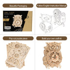 Puzzle en bois 3D - Kit de construction de modèle mécanique pour adultes - Puzzle horloge 161 pièces - Cadeau créatif pour la décoration de la maison - Parfait pour les puzzles à la maison, l'affichage au bureau et votre salon