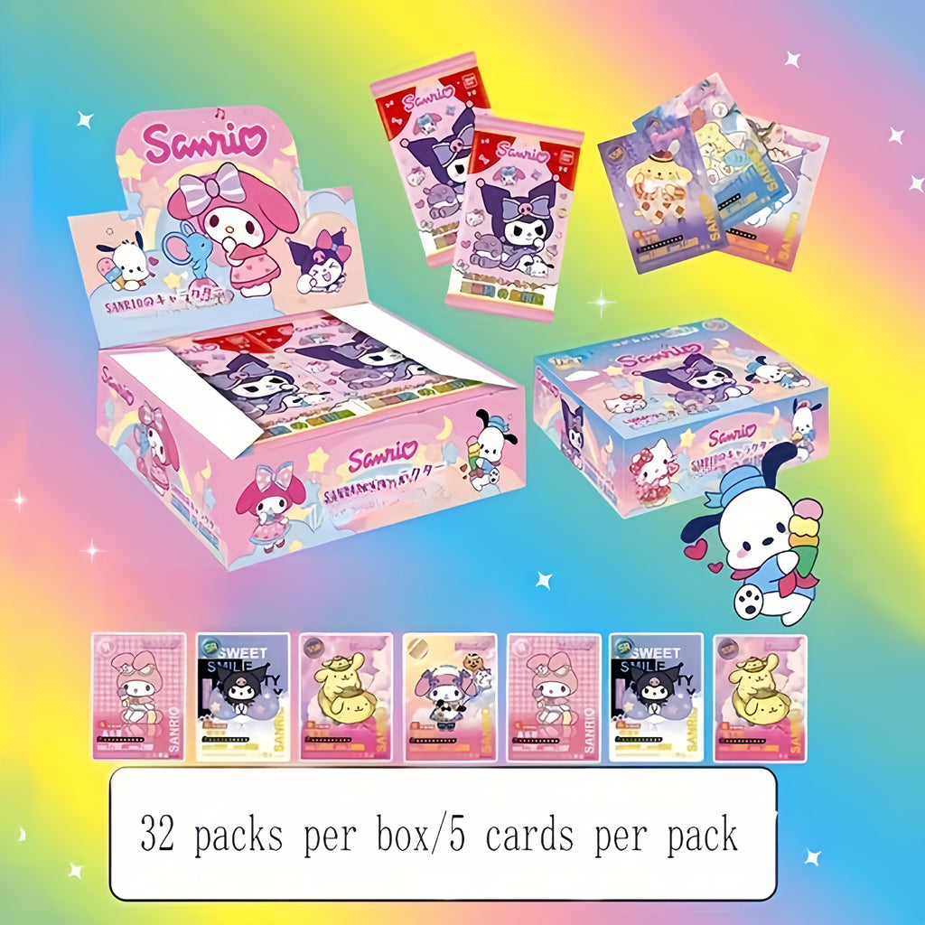 1 Boîte (32 Paquets) de Cartes Série Sanrio - Hello Kitty, My Melody, Kuromi & Plus - Collection de Cartes à Échanger Premium pour Collecteurs et Cadeaux, Petits Présents Idéaux