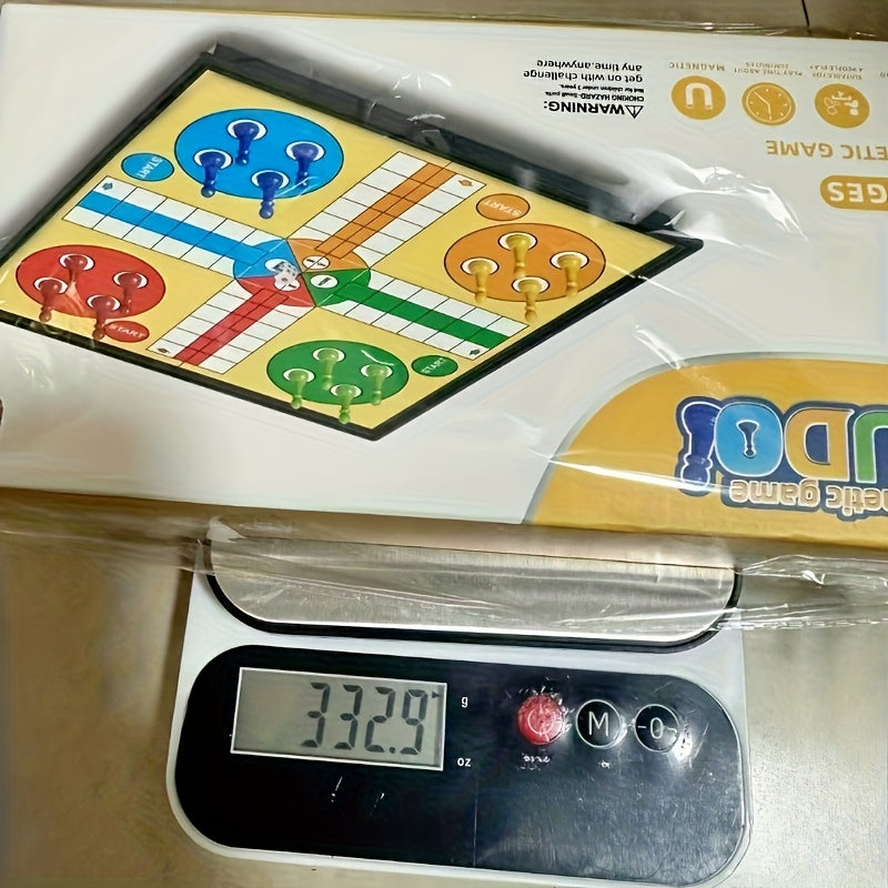 Ensemble de jeu de ludo d'échecs magnétique 9.84X9.84 pouces avec 16 pièces, 2 dés et un plateau \u002F Ludo quatre couleurs d'échecs FUN divertissement sport de fête de rassemblement famille amis événement portable pliable