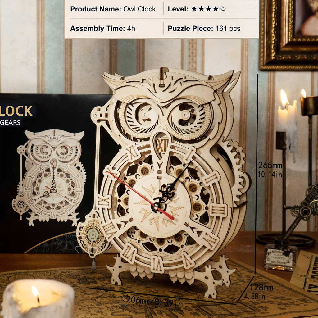 Puzzle en bois 3D - Kit de construction de modèle mécanique pour adultes - Puzzle horloge 161 pièces - Cadeau créatif pour la décoration de la maison - Parfait pour les puzzles à la maison, l'affichage au bureau et votre salon