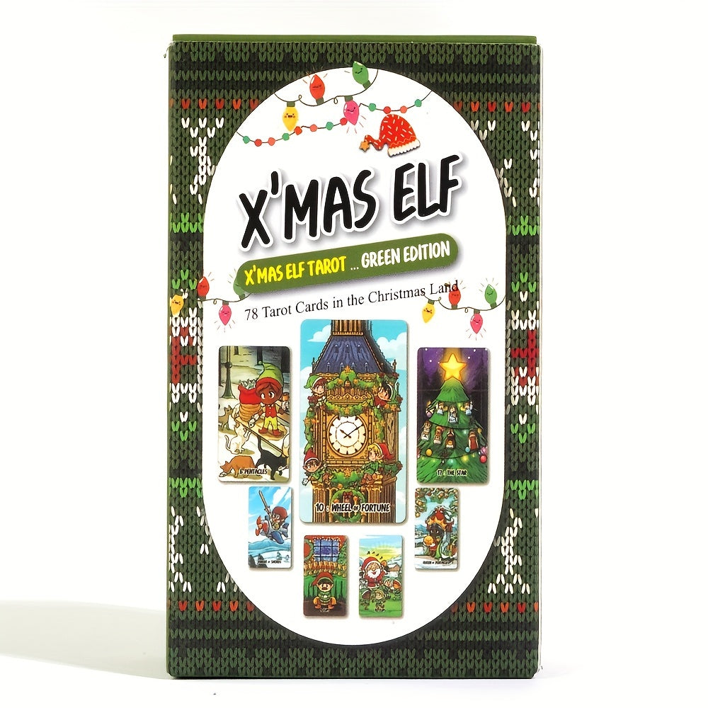 Tarot des Elfe de Noël Édition Verte - Taille Standard, Jeu de Cartes Stratégique pour le Plaisir de Noël, Herbe, Idéal pour Noël