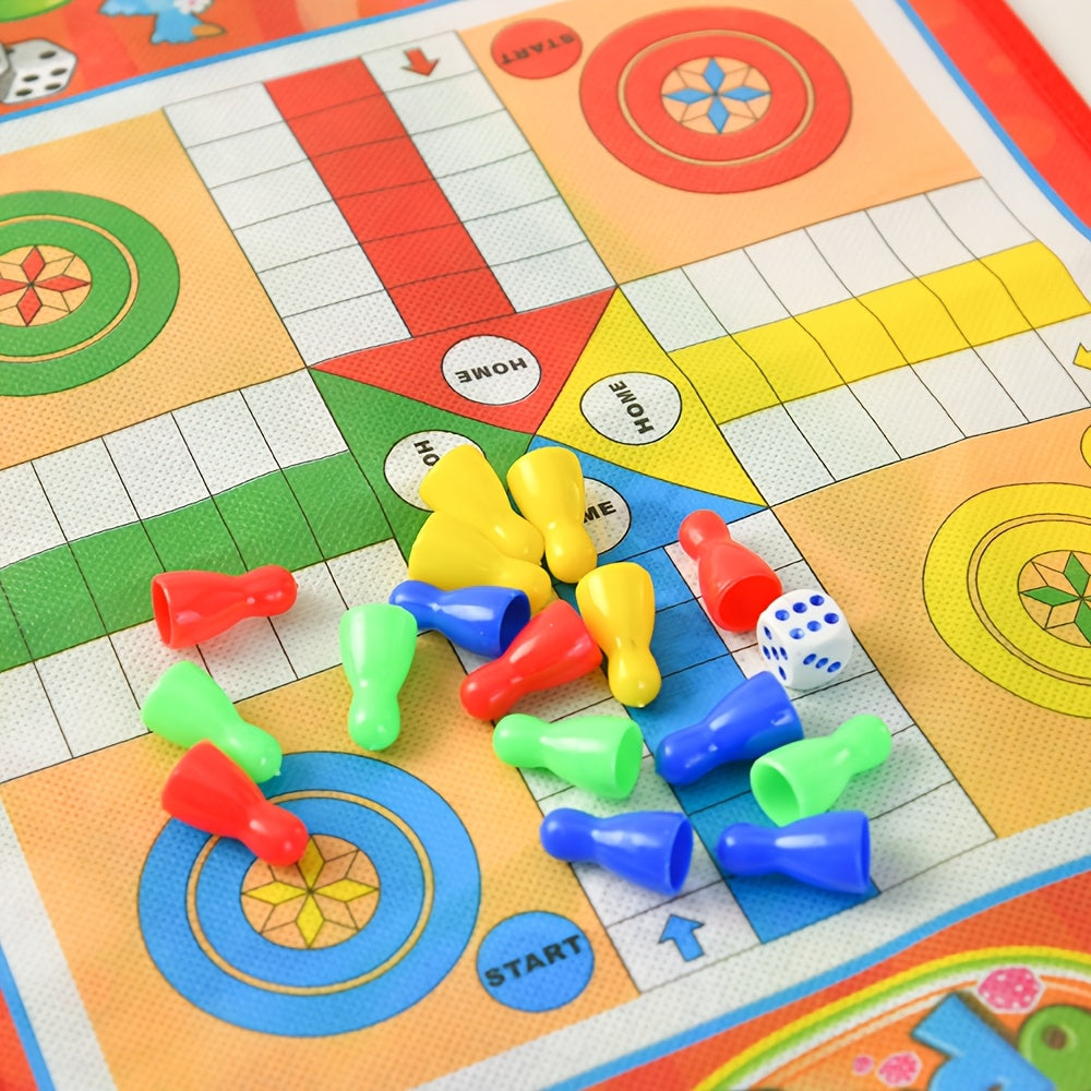 1 Jeu de dames volantes classiques - Jeu de société éducatif pour des moments de détente en famille, jeu de puzzle en plein air, matériau non tissé, idéal pour Thanksgiving, Noël, Halloween, le Nouvel An, le Festival du Printemps - Couleur mélangée