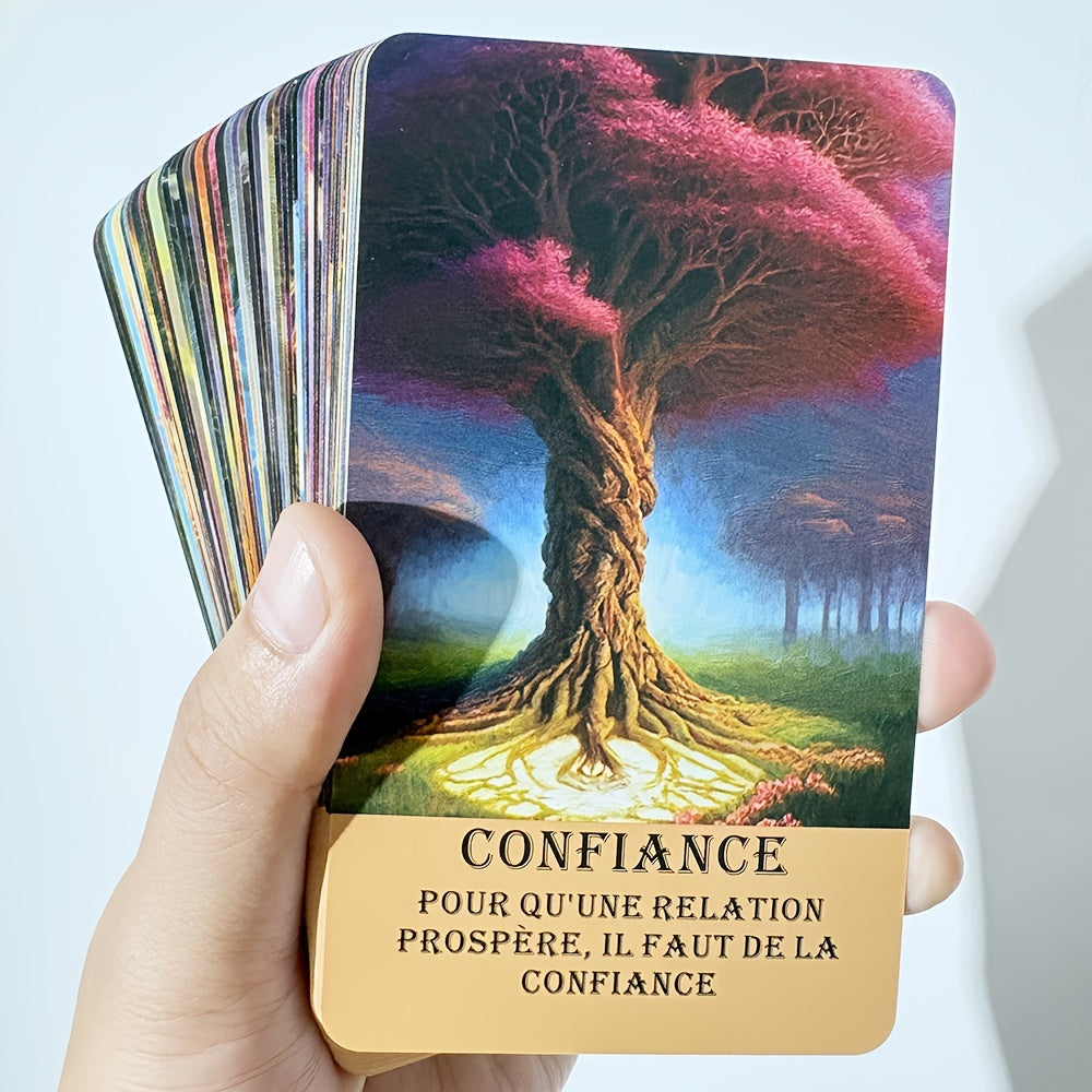 Cartes de Tarot Français pour Débutants, Cartes Oracle de la Forêt Mystérieuse, Jeu d'Oracle de Télépathie, Taro des Arbres, Beau Jeu Français, 12x7cm\u002F4.72x2.75 pouces, 56-Cartes