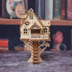 Kit de construction de cabane dans les arbres en bois 3D, modèle de construction de maison créative, blocs d'assemblage en bois, jaune, cadeau de Noël Halloween, catégorie Jouets et jeux