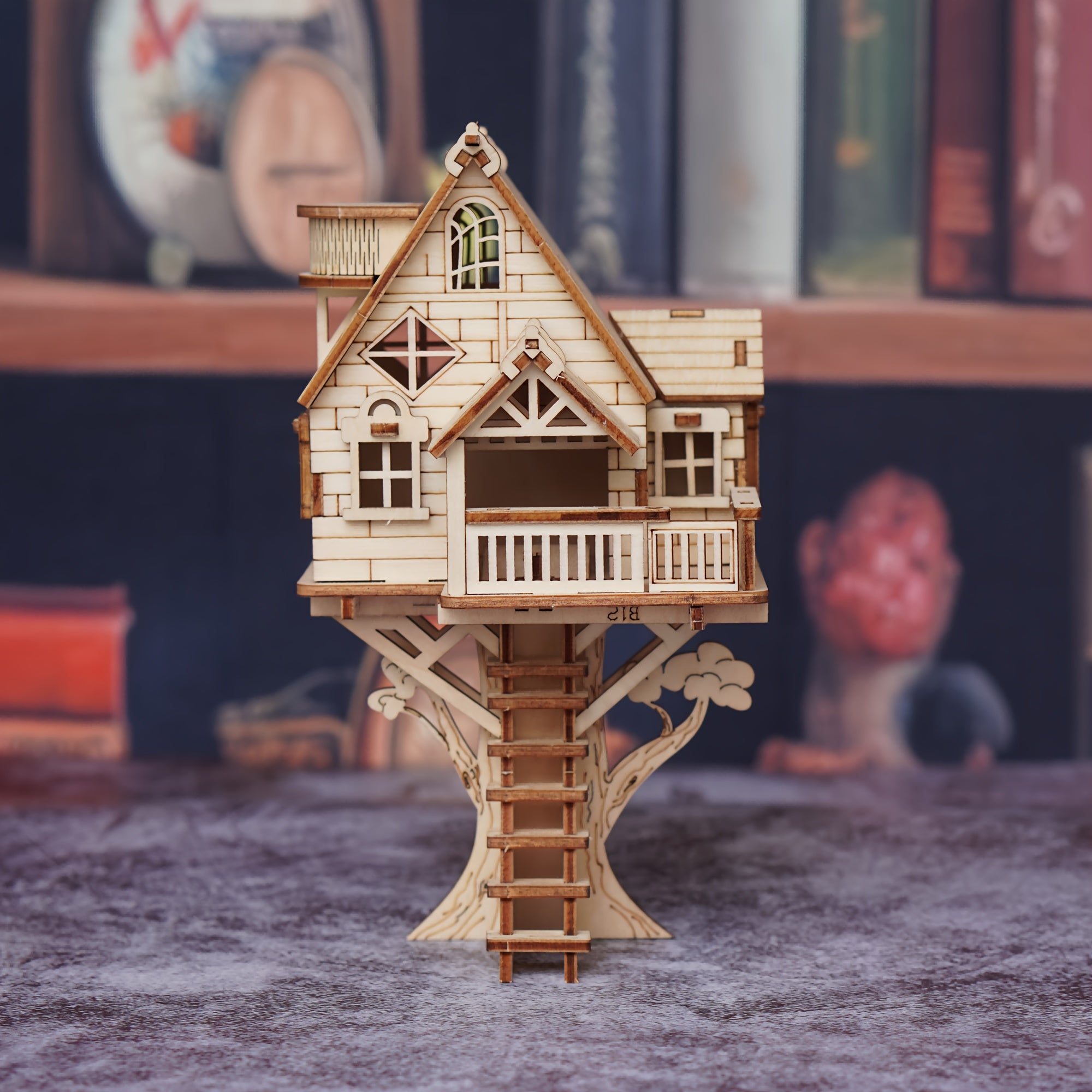 Kit de construction de cabane dans les arbres en bois 3D, modèle de construction de maison créative, blocs d'assemblage en bois, jaune, cadeau de Noël Halloween, catégorie Jouets et jeux