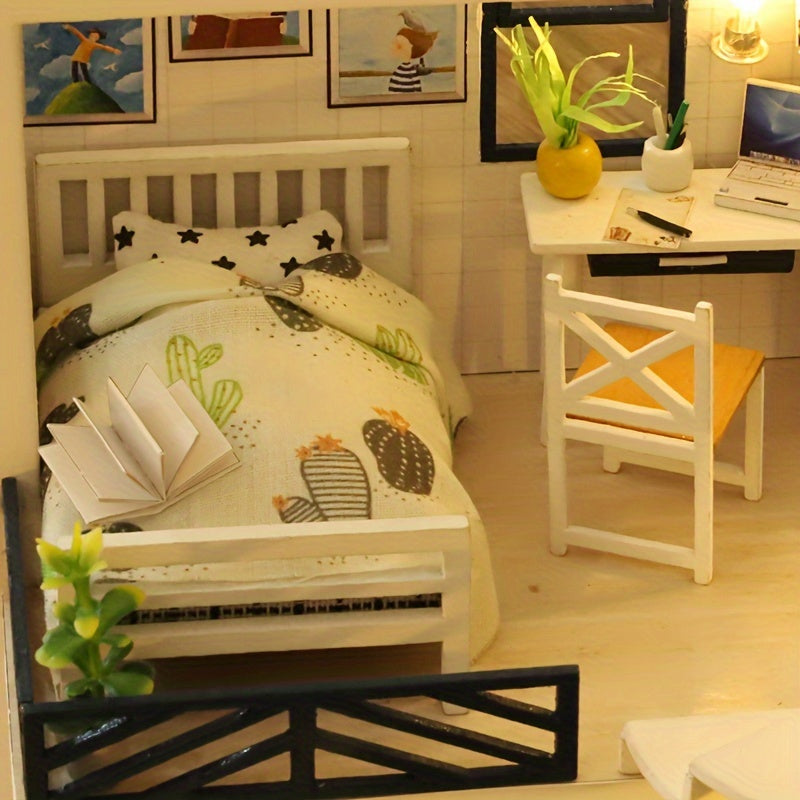 Kit de Construction Modèle Maison à Assembler DIY - Puzzle en Bois Tridimensionnel, Maison de Poupée Miniature Fait Main pour Adolescents, Décoration d'Intérieur Chambre, Cadeau d'Anniversaire, Noël, Halloween, Pâques et Saint-Valentin