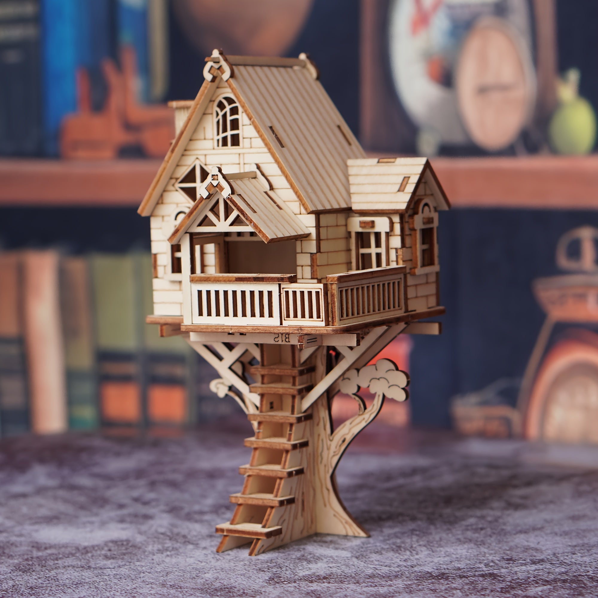 Kit de construction de cabane dans les arbres en bois 3D, modèle de construction de maison créative, blocs d'assemblage en bois, jaune, cadeau de Noël Halloween, catégorie Jouets et jeux