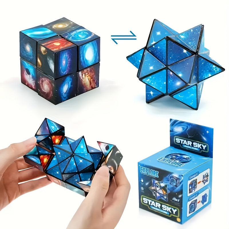 Cube Étoile Infini : Cadeau de Ramadan et Pâques, Jouet de Logique Spatiale 2-en-1 Fidget & Galaxie en 3D, Jeu d'Apprentissage STEM, Anti-Stress Fidget, Idée de Cadeau pour les Vacances, Casse-tête 3D & Fidget, Défi Cérébral, Cadeau pour Enfants & Adultes