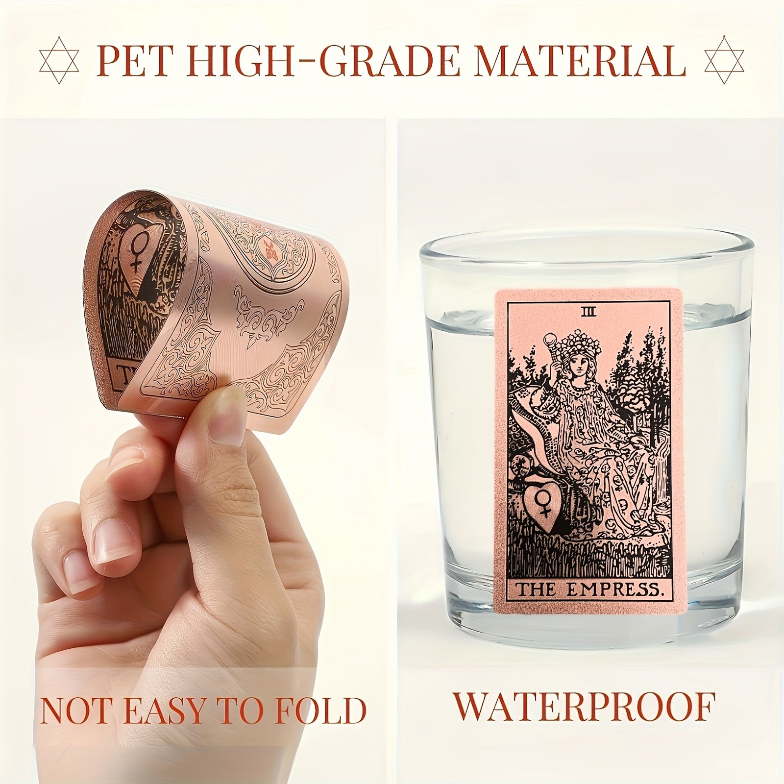 Cartes de Tarot Dorées Rose de Luxe, Jeu de 78 pièces avec Guide - Matériau PET Étanche et Résistant aux Rides, Taille Standard (4.72x2.76 pouces) - Parfait pour Débutants et Experts, Feuille Dorée, Jeu de Cartes de Tarot