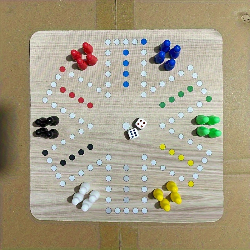 Jeu d'Échecs Volants pour 6 Joueurs - Grand Tapis de Souris de 9.45 pouces avec Plateau en Caoutchouc Coloré, 24 Pièces aux 6 Couleurs Vives, 2 Dés, Idéal pour les Réunions Familiales et Divertissement Festif