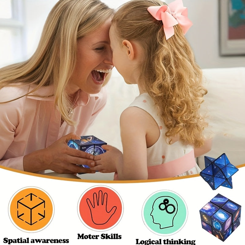 Cube Étoile Infini : Cadeau de Ramadan et Pâques, Jouet de Logique Spatiale 2-en-1 Fidget & Galaxie en 3D, Jeu d'Apprentissage STEM, Anti-Stress Fidget, Idée de Cadeau pour les Vacances, Casse-tête 3D & Fidget, Défi Cérébral, Cadeau pour Enfants & Adultes