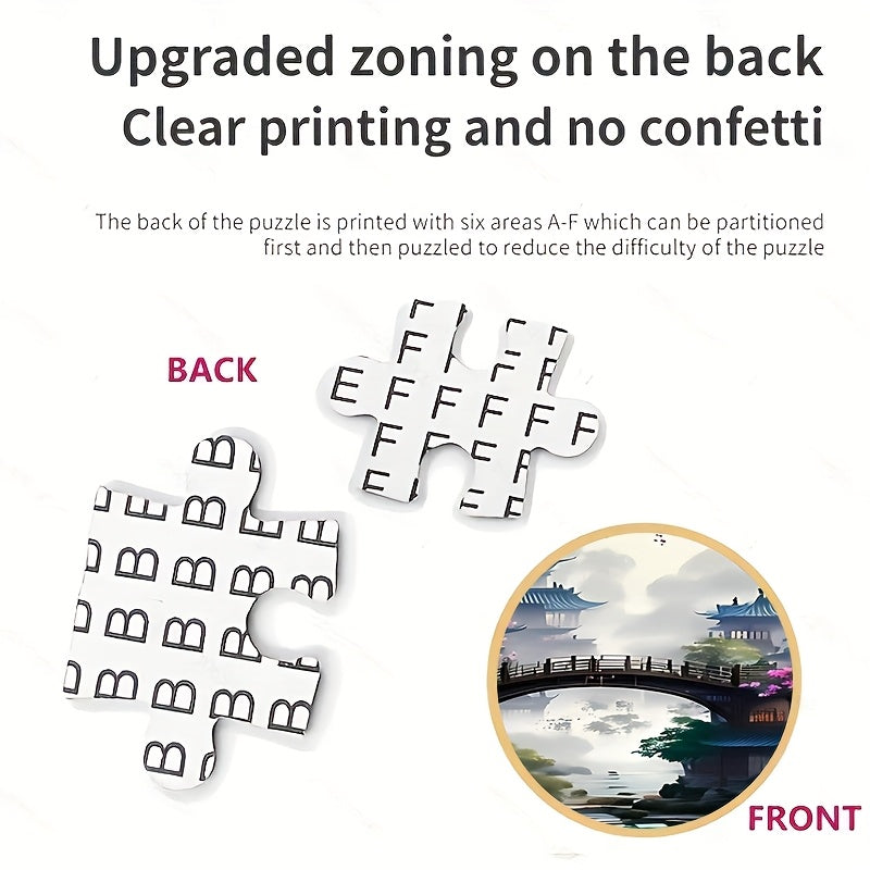 Puzzle Grand Défi 1000 pièces - Scène asiatique vibrante avec cerisiers en fleurs et pagodes, papier épais et résistant, art décoratif DIY pour amateurs, sans cadre - Cadeau idéal pour anniversaires, fêtes, casse-têtes, parfait pour Noël