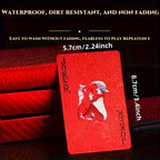 Jeu de 55 Cartes à Jouer Rouges, Étanches et Lavables, Décoration Métallique, Plastique Épais Durable, Prise en Main Confortable, Mélange Lisse, Convient pour les Fêtes et Événements