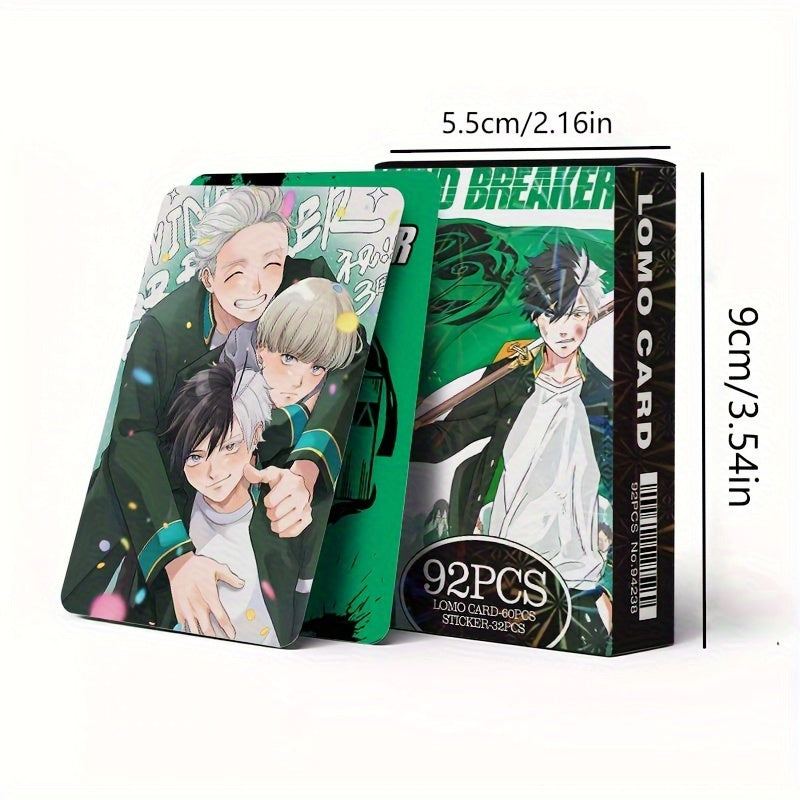 Ensemble de 92 Cartes de Jeu Anime, Cartes Postales Lomo Recto-Verso, Marque-pages Collectibles Multicolores, Design de Personnages de Dessins Animés et Anime pour Amateurs de Jeux et d'Anime