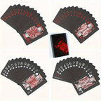 1 jeu de cartes magiques PVC imperméables rouges et noires - design vibrant, idéal pour les soirées jeux et le plaisir en famille
