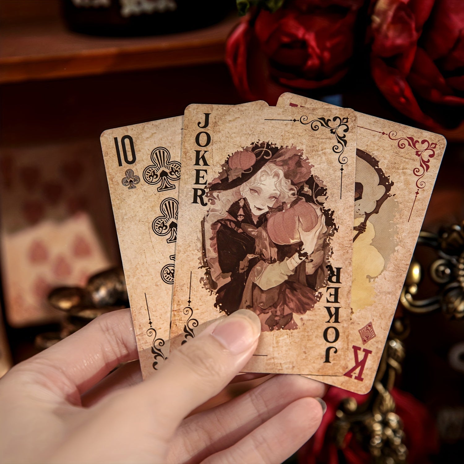 55pcs\u002Fboîte Cartes de Poker Exquises Style Magique Rétro Sombre Mystérieux, Jeu de Cartes Multijoueur, Relaxation, Divertissement, Utilisation de Fête, Décoration de Scrapbook