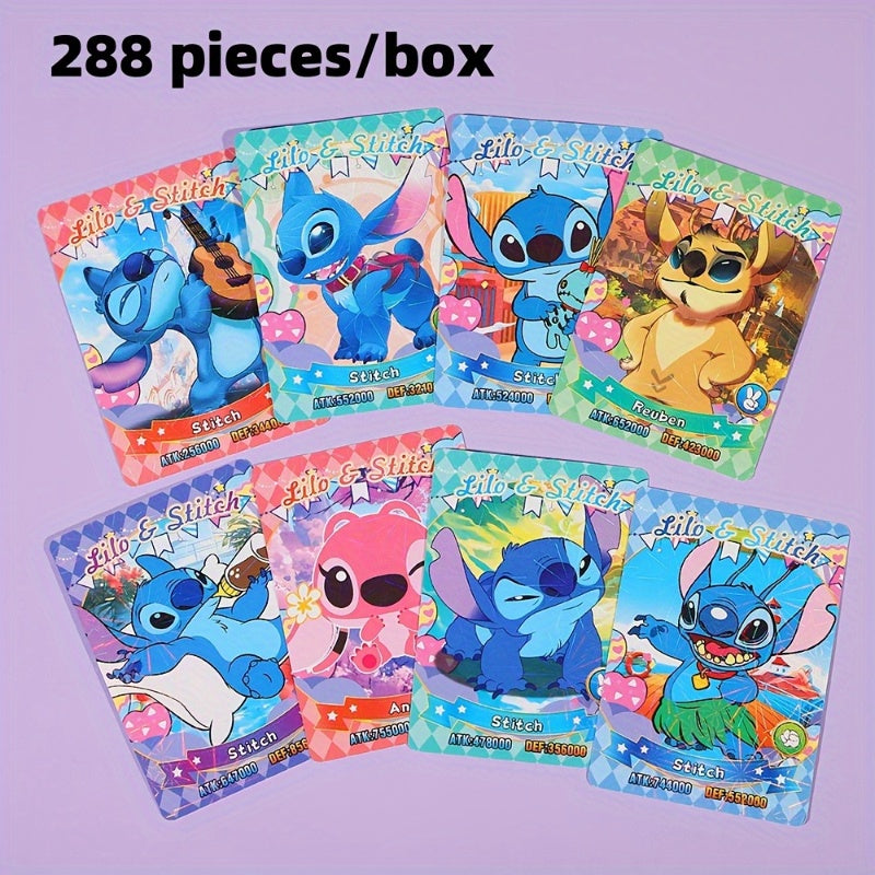Disney 288pcs\u002FBoîte Cartes à Collectionner Stitch Étoile - Jeu de Cartes Créatives et Amusantes en Anglais